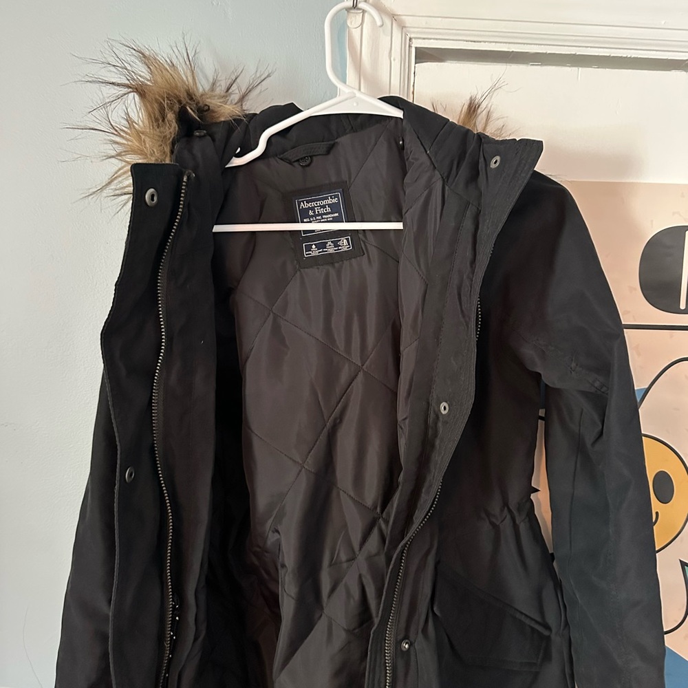Abercrombie & Fitch Women's Black Parka Coat - XS Like New